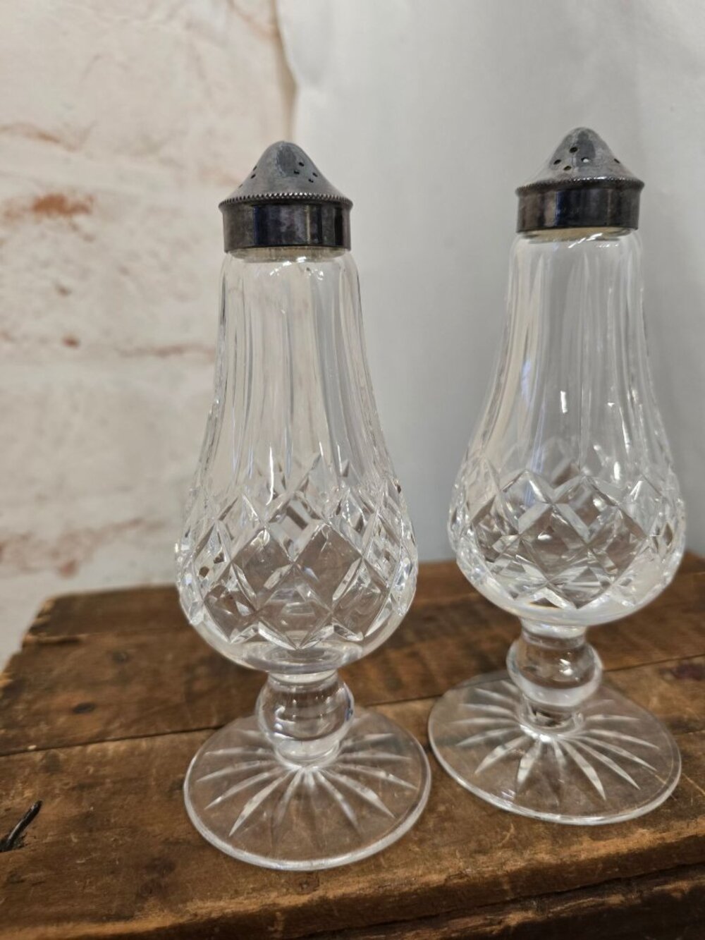 Waterford Crystal Lismore Salt & Pepper Shakers 6.25" Footed Base - Picture 2 of 7